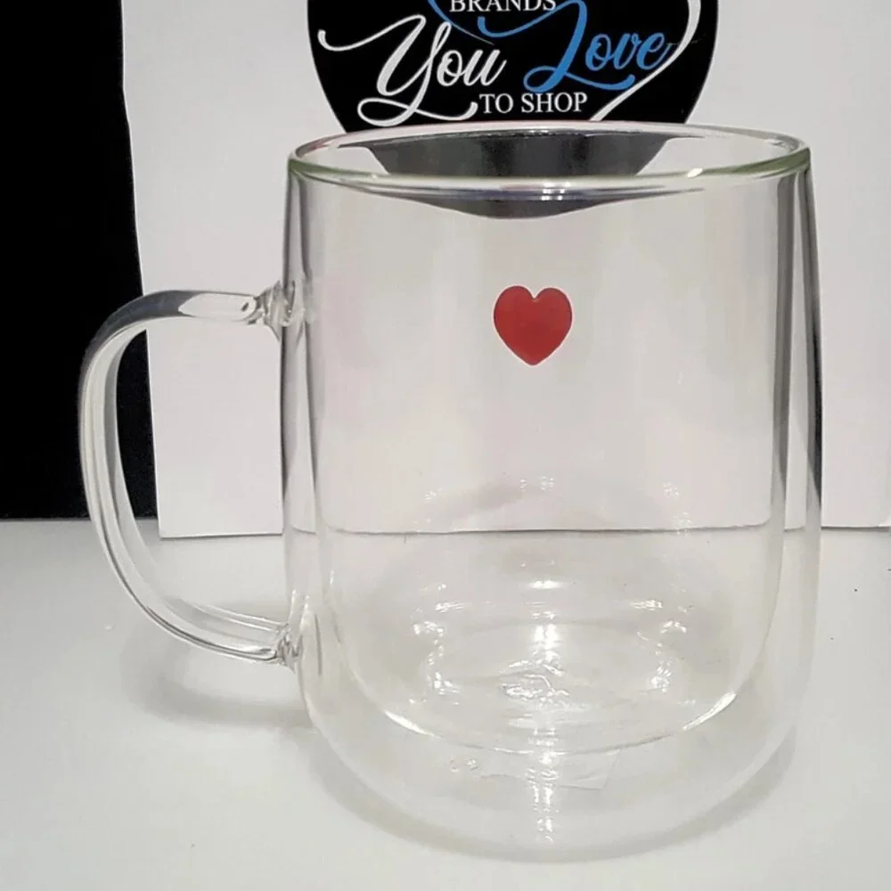 Williams Sonoma Heart Double Wall Mug 16 OZ NEW Valentines Love